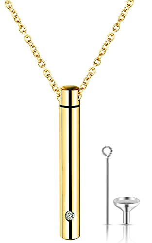 YOUFENG Urn Necklaces for Ashes Urns for Human Ashes Memorial Cremation Urn Locket Stainless Steel Keepsake Ashes Jewelry - style: Gold