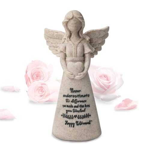 Retirement Gifts for Women, Happy Retirement Decorations, Teacher Retirement Gifts 2026, 5.9" Angel Figurine for Retired Women Coworkers Nurse Friend (Granite) - color: Gray Teacher