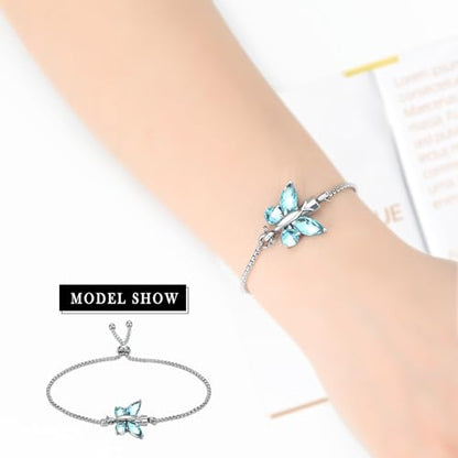 constantlife Crystal Butterfly Cremation Bracelet for Ashes for Women Stainless Steel Pendant Urn Keepsake Adjustable Wristband Bangle Memorial Jewelry Gift - color: Customize