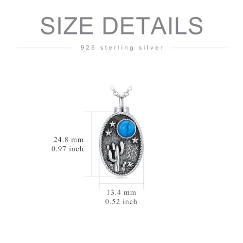 PELOVNY Urn Necklaces for Ashes of Loved Ones 925 Sterling Silver Personalized Heart Locket Urn Necklace Cremation Keepsake Memorial Jewelry Gifts for Women Men - color: Cactus Urn