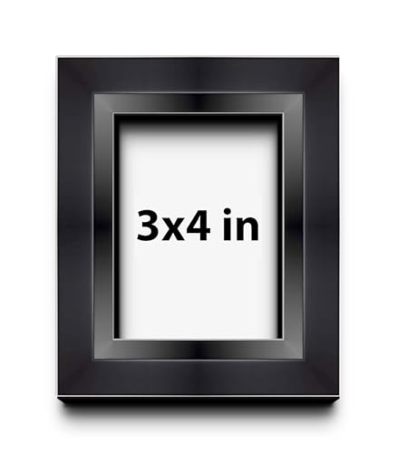 3x4 Inch Shadow Box Black Beveled Display Frame | 1.5 Inches Deep | 1 Inch Wide Moulding | Includes Shatter Resistant Acrylic Plexiglas, Acid-Free Backing and Hanging Hardware - size: 3x4