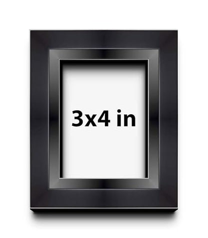 3x4 Inch Shadow Box Black Beveled Display Frame | 1.5 Inches Deep | 1 Inch Wide Moulding | Includes Shatter Resistant Acrylic Plexiglas, Acid-Free Backing and Hanging Hardware - size: 3x4