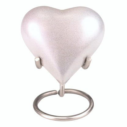 Heavenly Embrace Heart Keepsake Cremation Urn for Ashes, Brass, Silver Pink Urn, Keepsake Sized Cremation Urn, 3 Inches Wide - color: Heavenly Embrace