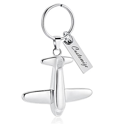 Minicremation Cremation Jewelry Urn Keychain for Ashes Airplane Memorial Urn Pendant for Human Pet's Keepsake Key Chain - color: Customize