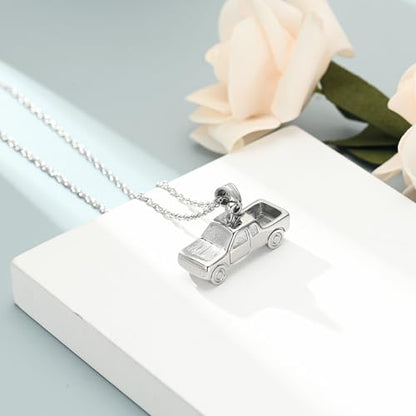 shajwo Pick Up Truck Urn Necklaces for Ashes for Men - color: Silver
