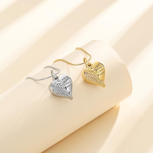 Cremation Jewelry Heart Urn Necklace for Human Ashes for Women Men A Piece of My Heart Lives in Heaven Memorial Ashes Keepsake Pendant - color: Customize