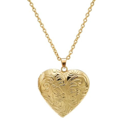 Vintage Engraved Flower Empaistic Photo Locket Pendant Necklaces Dainty Gold Silver Oval Round Heart Locket Hold Photo Picture Clavicle Chain Necklace for Women Men Souvenir Memorial Jewelry - style: Gold D