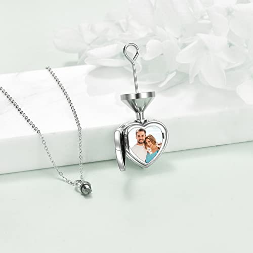 ONEFINITY Sterling Silver Locket for Ashes Always in My Heart Urn Necklace for Ashes Heart Locket That Holds Pictures for Women Ashes Necklace Keepsake Memorial Ash Jewelry - style: heart photo locket urn necklace