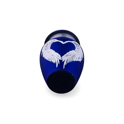 Angel Wings Blue Small Urns for Ashes - Mini Urns for Ashes - Tiny Keepsake Urns for Human Ashes - Capacity 3 Teaspoon - Height 3 Inches Bag. - color: Blue