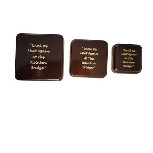 Rainbow Bridge Cremation Urn Tins Set - Small, Medium, Large - Nesting Memorial Containers with Gold Paw Prints and Ivy Design - Pet Ashes and Keepsakes
