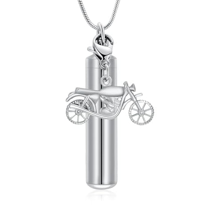 Oinsi Car Charm & Cylinder Urn Necklace for Ashes Stainless Steel Tube Cremation Urn Jewelry Necklace for Ashes Memorial Keepsake Gifts - color: Style-F