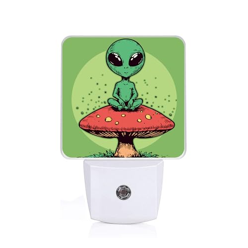 Alien Night Light,Mushroom Plug-in Night Lights with Dusk-to-Dawn Sensor for Bedroom,Bathroom and Living Room Sleep Friendly lamp 0.5w - color: Alien Mushroom