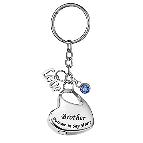 Brother Forever in My Heart Stainless Steel Memorial Keepsake Urn Keychains Cremation Jewelry for Ashes Customized - color: Brother - Customized