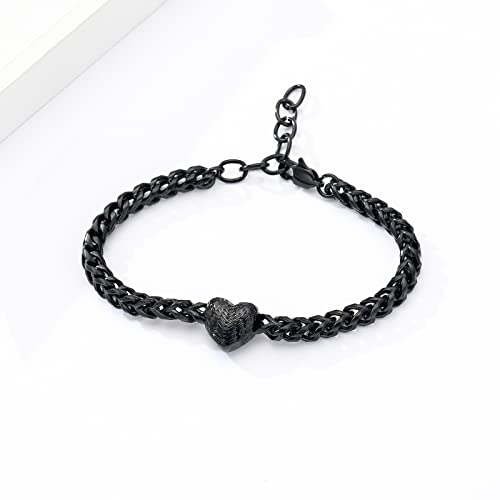 Heart Urn Link Bracelet for Ashes for Women Stainless Steel Cremation Jewelry Adjustable Keepsake Bangle Memorial Gift - color: B