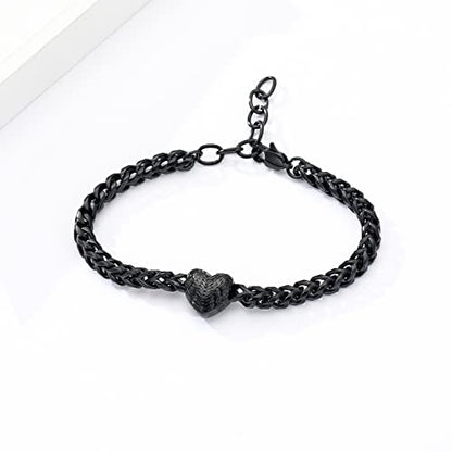 Heart Urn Link Bracelet for Ashes for Women Stainless Steel Cremation Jewelry Adjustable Keepsake Bangle Memorial Gift - color: B