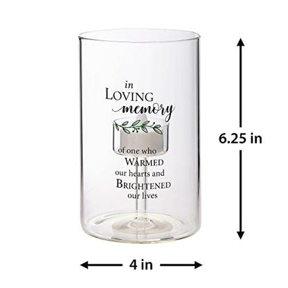Lillian Rose In Loving Memory Glass Memorial Tea Light Holder