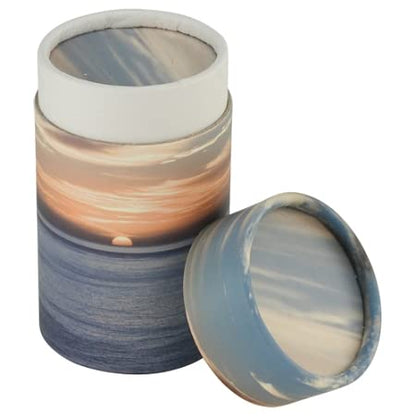 Ocean Sunset Scattering Tube - Extra Small, Biodegradable Cremation Urn for Ashes, Extra Small Sized Cremation Urn, 5.25 Inches High - color: Ocean Sunset