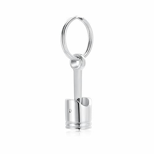 Car Parts Stainless Steel Piston Cremation Urn Necklace For Men Keepsake Memorial Jewelry Hold Ashes - color: Silver-Keychain