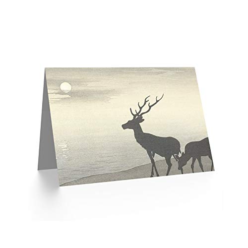 Artery8 Ohara Koson Torii Gate And Deer Landscape Fine Art Greeting Card Plus Envelope Blank Inside - color: Torii Gate And Deer