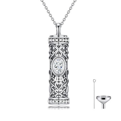 Seiyang Urn Necklace for Ashes 925 Sterling Silver Cremation Necklace with Birthstone Memorial Cremation Jewelry for Women Loved One - color: 04-April, style: Style A