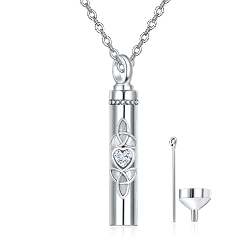 KINGWHYTE Urn Necklace for Ashes S925 Sterling Silver Cremation Jewelry for Ashes of Loved Ones Keepsake Memorial Pendant for Women - style: Bar
