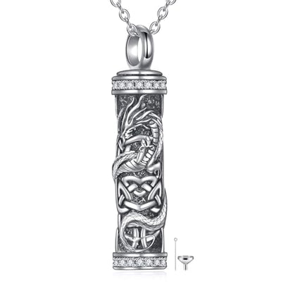 JKR Keepsake Urn Necklace for Ashes Cremation Jewelry Memorial Gift - style: 1-Dragon