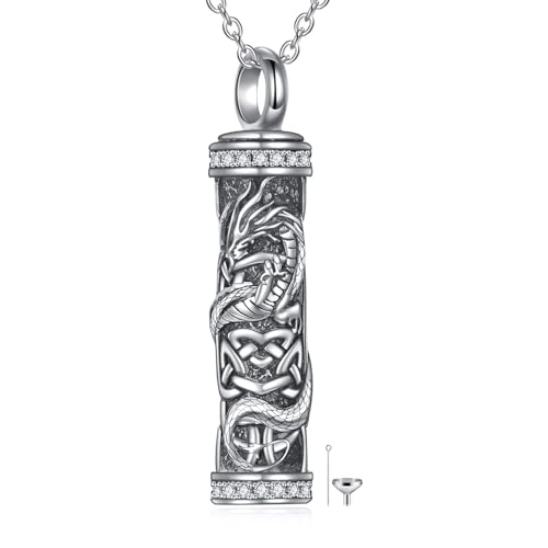 JKR Keepsake Urn Necklace for Ashes Cremation Jewelry Memorial Gift | Keepsake Necklace for Ashes Cremation Jewelry Sympathy Gifts for Loss of Loved One Women Men Dad Husband Mom Wife - style: 1-Dragon