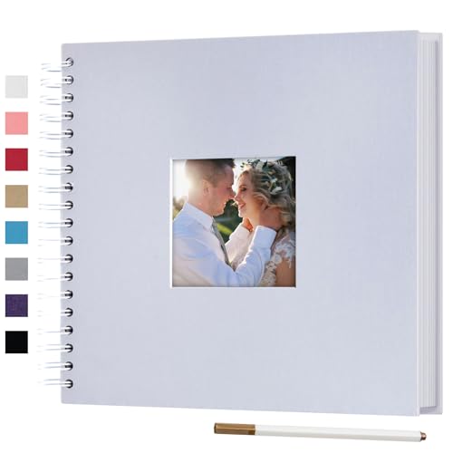 10 x 10 Inch DIY Scrapbook Photo Album with Window 80 Pages,White | Scrap Book with Craft Paper, Scrapbooking Albums, Memory Book for Weeding, Family, Travel, Baby Shower - color: White, size: 10 x 10 inch