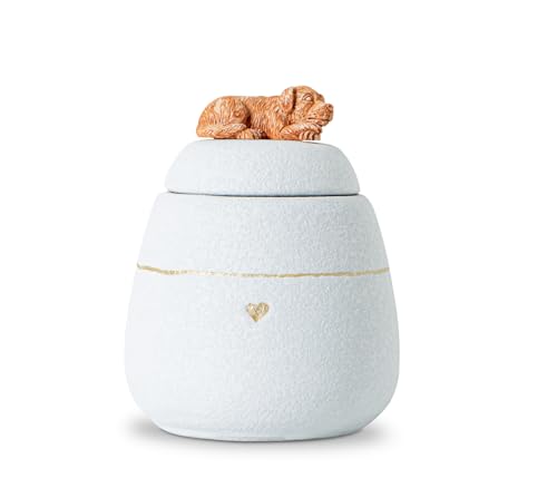 Dog Shaped White Pet Urn for Dogs Ceramic Dog Urns for Ashes Box –Cute Decorative Ashes Container for Dogs