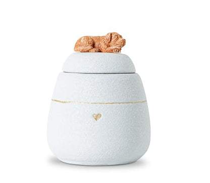 Dog Shaped White Pet Urn for Dogs Ceramic Dog Urns for Ashes Box –Cute Decorative Ashes Container for Dogs