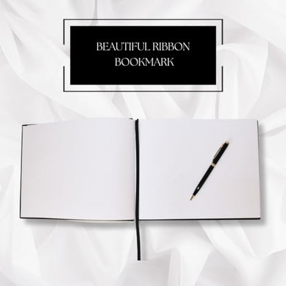 Wedding Guest Book with Pen | Elegant Black Linen Guest Book for Wedding Reception, Celebration of Life, Memorial Service, Funeral, Baby Shower | 100 Blank Pages | Designed to preserve a lifetime of memories