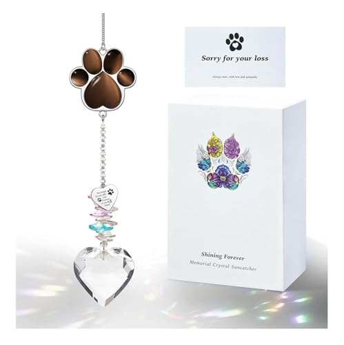 Dog Memorial Gifts, Pet Memorial Suncatcher, Loss of Dog Sympathy Gift - color: Coffee
