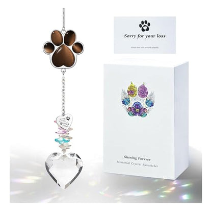 Dog Memorial Gifts, Pet Memorial Suncatcher, Loss of Dog Sympathy Gift - color: Coffee