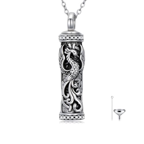 JKR Keepsake Urn Necklace for Ashes Cremation Jewelry Memorial Gift | Keepsake Necklace for Ashes Cremation Jewelry Sympathy Gifts for Loss of Loved One Women Men Dad Husband Mom Wife - style: 5-Phoenix
