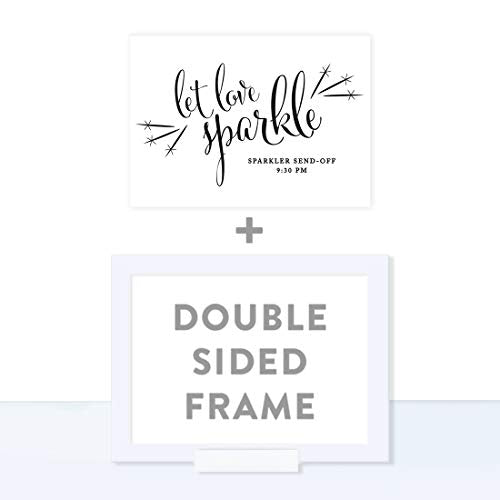 Andaz Press Personalized Wedding Framed Party Signs, Formal Black and White, 5x7-inch, Let Love Sparkle, Sparkler Send Off, 1-Pack, Includes Frame, Custom Made Any Time - color: Activity Sparkler