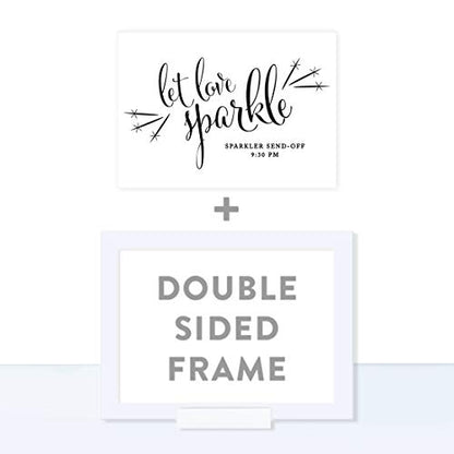 Andaz Press Personalized Wedding Framed Party Signs, Formal Black and White, 5x7-inch, Let Love Sparkle, Sparkler Send Off, 1-Pack, Includes Frame, Custom Made Any Time - color: Activity Sparkler