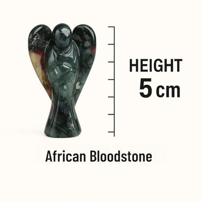 ANAYA AGATE African Bloodstone Angel Statue 2" Certified Gemstone Guardian, Natural Crystal, Hand-Carved Angel Charms for Protection, Strength, Emotional Well-Being & Positive Energy Crystal Figurine - color: African Bloodstone