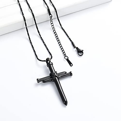 Imrsanl Cremation Jewelry Nail Cross Urn Necklace Pendant - color: Customize