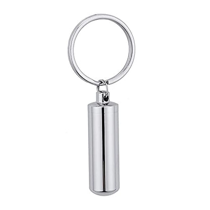 Cremation Jewelry for Pet Ashes Cylinder Urn Keyring Customize Memorial Locket Keepsake Keychain for Ash Holder - color: Silver