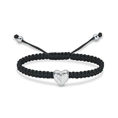 constantlife Heart Shape Urn Bracelet for Ashes Black Braided Rope Adjustable Bangle Cremation Jewelry Keepsake Memorial Gift for Women - color: Silver