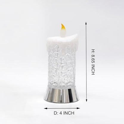 8.65" Lighted Acrylic Flameless LED Candles Swirling Glitter Globe - size: 8.65" Flameless Candles Figurine