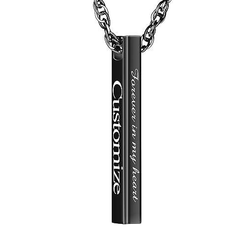 abooxiu Urn Necklace for Human Ashes Cremation Jewelry for Ashes Stainless Steel Keepsake Ashes Necklace Memorial Urn Jewelry Pendant for Women Men - Forever in my heart - style: Black-engraving