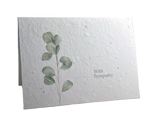 Of The Earth Handmade Paper - Plantable Wildflower Seed Folding Card - Sympathy Designs - 5" x 7" - Set of 3 - w/Recycled Envelopes (Eucalyptus) - color: Eucalyptus