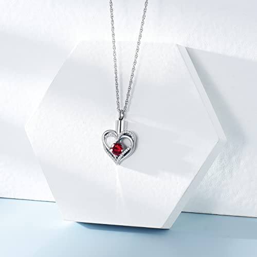 shajwo Cremation Jewelry Heart Urn Necklace for Ashes of Loved One - color: Silver-Red