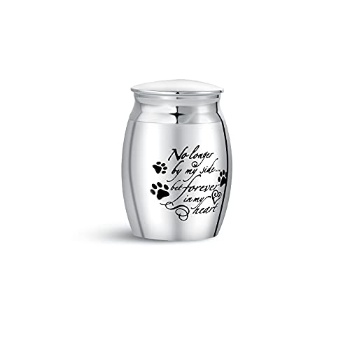 Dog Pet Small Animal Mini Cremation Urn for Ashes Engraved No Longer by My Side but Forever in My Heart Puppy for Funeral 1.6 Stainless Steel - size: No longer by my side but forever in my heart
