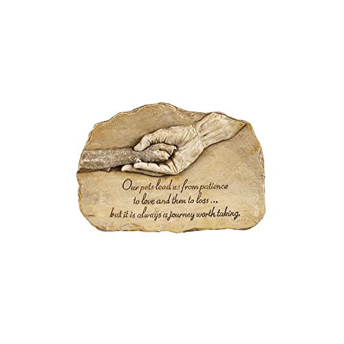 Evergreen Garden Dog Paw in Hand Devotion Painted Polystone Stepping Stone - 12”W x 0.5”D x 7.5”H…