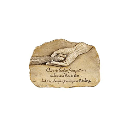 Evergreen Garden Dog Paw in Hand Devotion Painted Polystone Stepping Stone - 12”W x 0.5”D x 7.5”H…