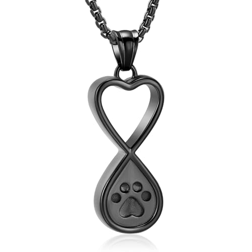 Oinsi Infinity Love Pet Cremation Jewelry for Ashes of Dog/Cat Funeral Keepsake Urn Necklace Pendant Memorial Jewellery - color: A-New Black