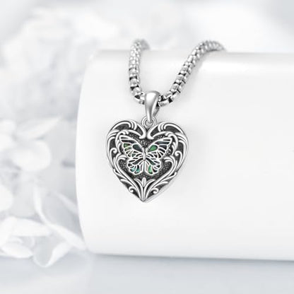 Personalized Heart Locket Necklace 925 Sterling Silver That Holds Pictures Photo Keep Someone Near to You Custom Lockets Necklaces Letters Engraving for His Her - style: Butterfly locket only