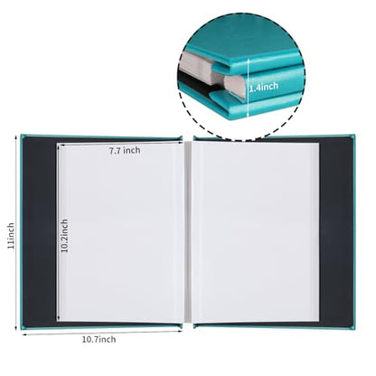 Inspirational Leather Photo Album - Magnetic Self-Stick Family Memory Book | DIY Scrapbook Holds 3x5, 4x6, 5x7, 6x8 Pictures, Motivational Scrapbook Journal for Couples, Graduation & Life Journey Gifts - color: light blue-always remember